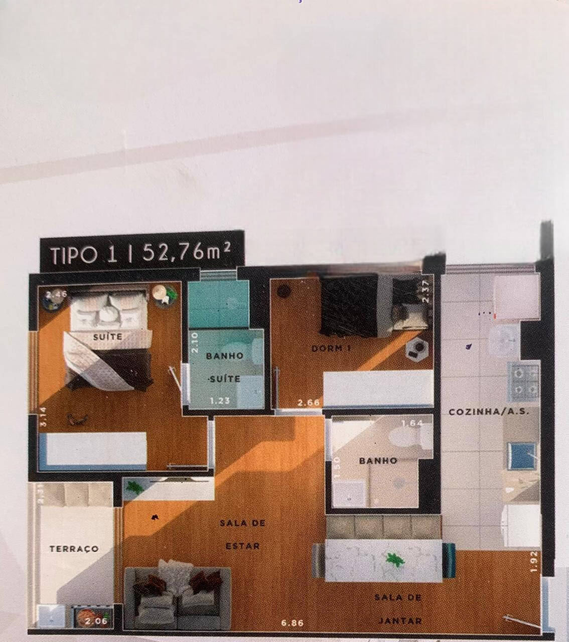 Apartamento, 2 quartos, 54 m² - Foto 1